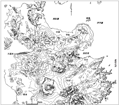 図１．大分県を中心とした接峰面図