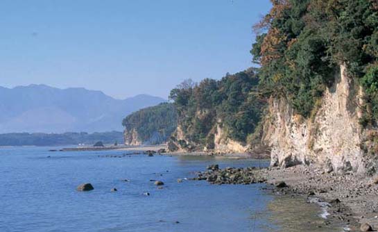 別府湾の海岸崖地